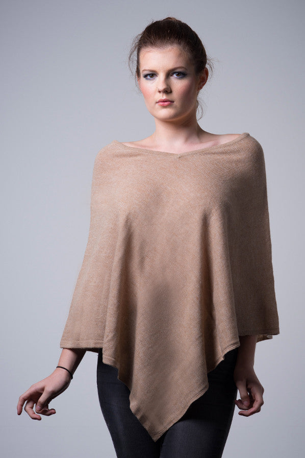 Natural Cashmere Poncho - Nine Yaks